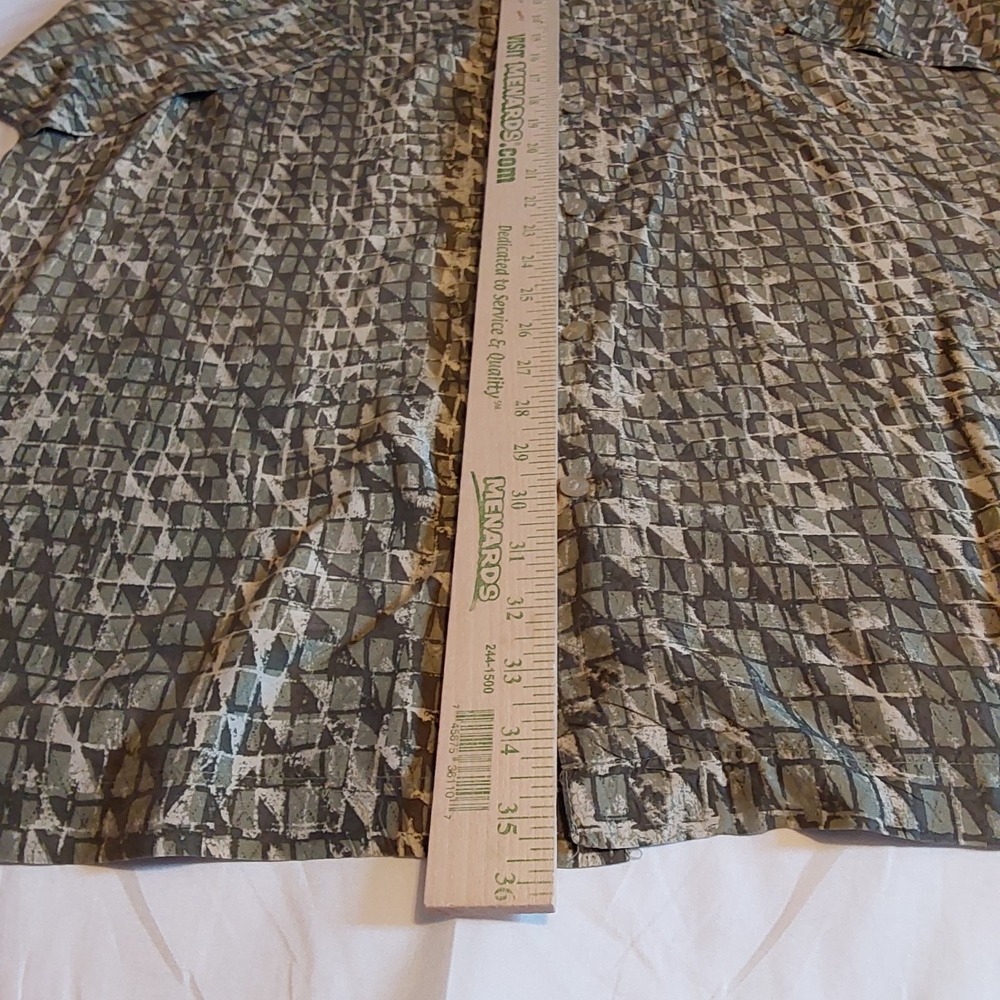 Men's Silk Firethorn XL Short Sleeve Green Geometric Washable Casual Dress Shirt - Picture 8 of 10